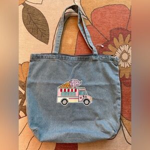 Summer fun-ice cream truck, unicorn float, and rainbow jean zippered tote bag.